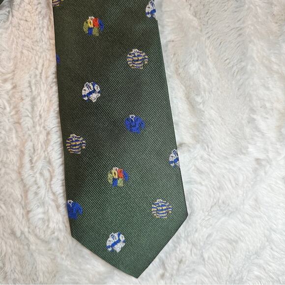 J.Crew One Size Men's Neck Tie Green Rugby English Silk Tie Preppy J Crew Office - Picture 7 of 7
